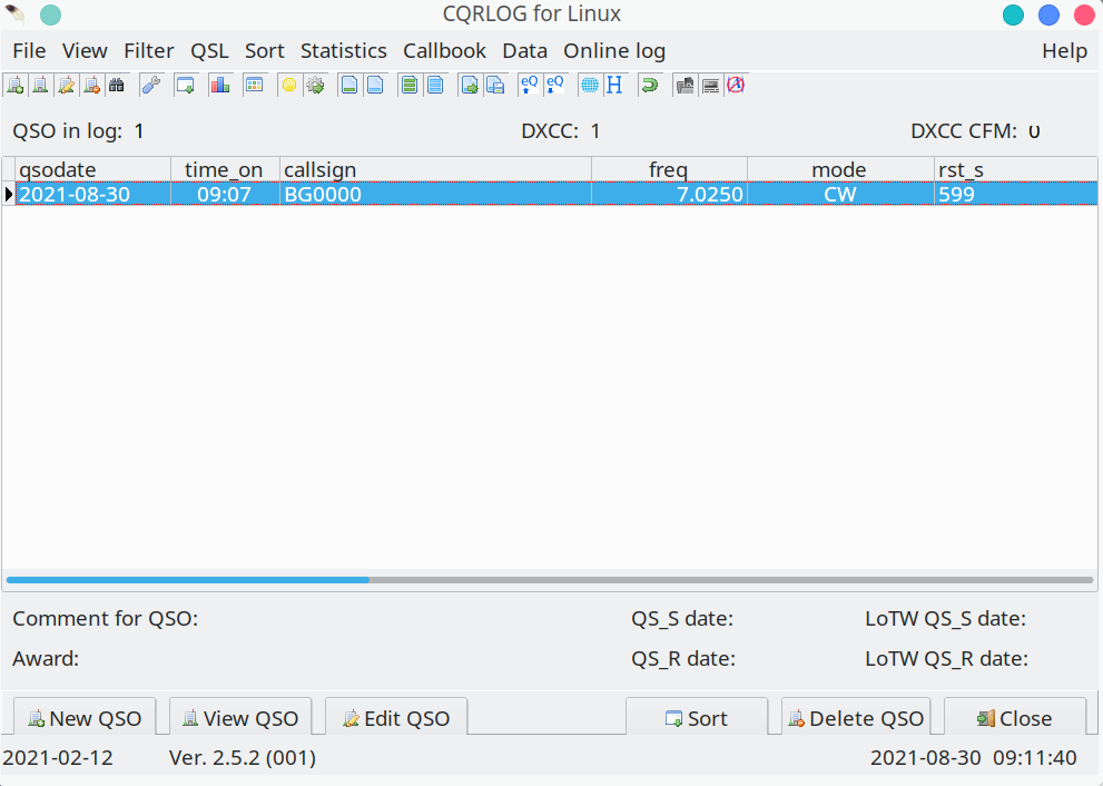 CQRLOG查看全部QSO记录